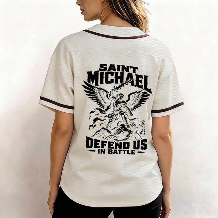 Christianartworkshop Saint Michael Defend Us In Battle Baseball Jersey - image 10