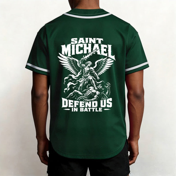 Christianartworkshop Saint Michael Defend Us In Battle Baseball Jersey - image 19