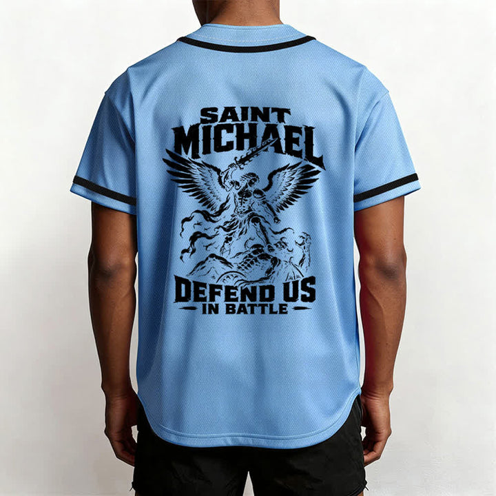 Christianartworkshop Saint Michael Defend Us In Battle Baseball Jersey - image 33