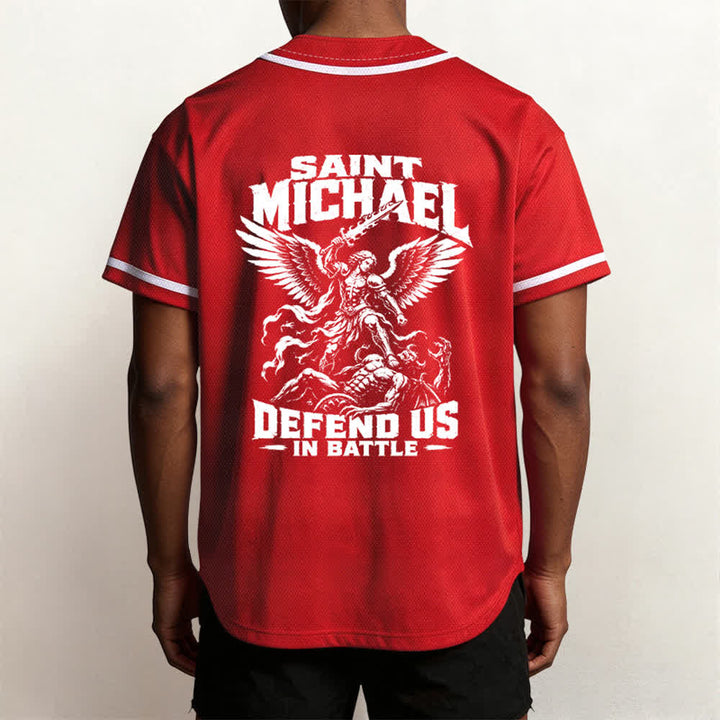 Christianartworkshop Saint Michael Defend Us In Battle Baseball Jersey - image 47
