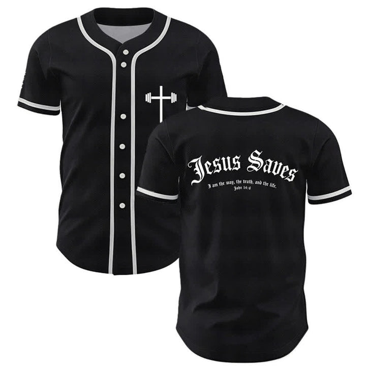 Christianartworkshop Jesus Saves Gothic Mesh Street Baseball Jersey - Black - 5XL - image 7