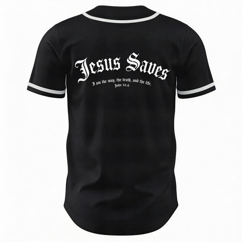 Christianartworkshop Jesus Saves Gothic Mesh Street Baseball Jersey - image 8