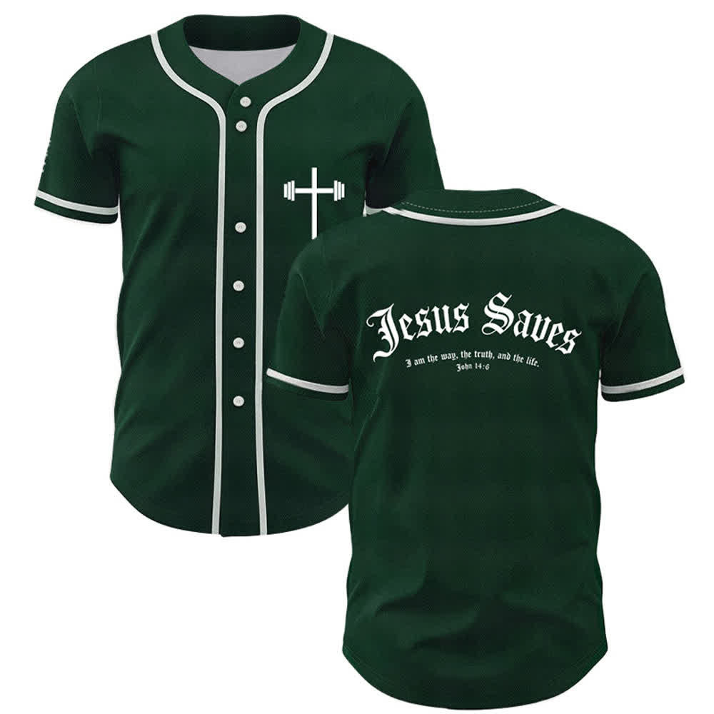 Christianartworkshop Jesus Saves Gothic Mesh Street Baseball Jersey - Green - 5XL - image 21