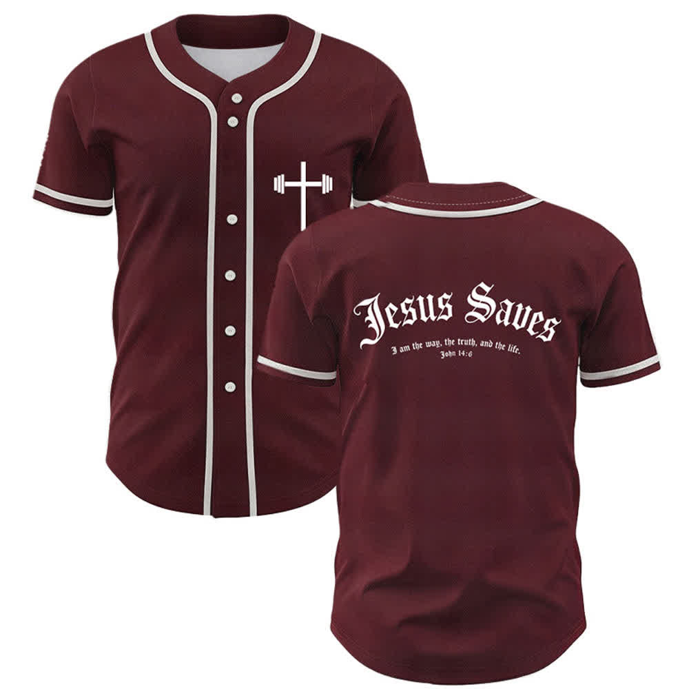 Christianartworkshop Jesus Saves Gothic Mesh Street Baseball Jersey - Wine - 5XL - image 14