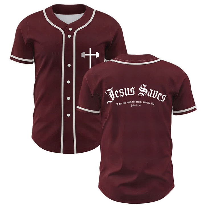 Christianartworkshop Jesus Saves Gothic Mesh Street Baseball Jersey - Wine - 5XL - image 14