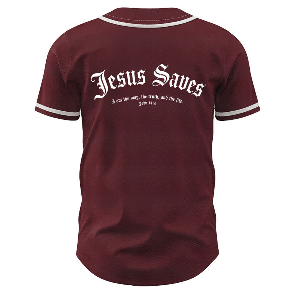 Christianartworkshop Jesus Saves Gothic Mesh Street Baseball Jersey - image 15