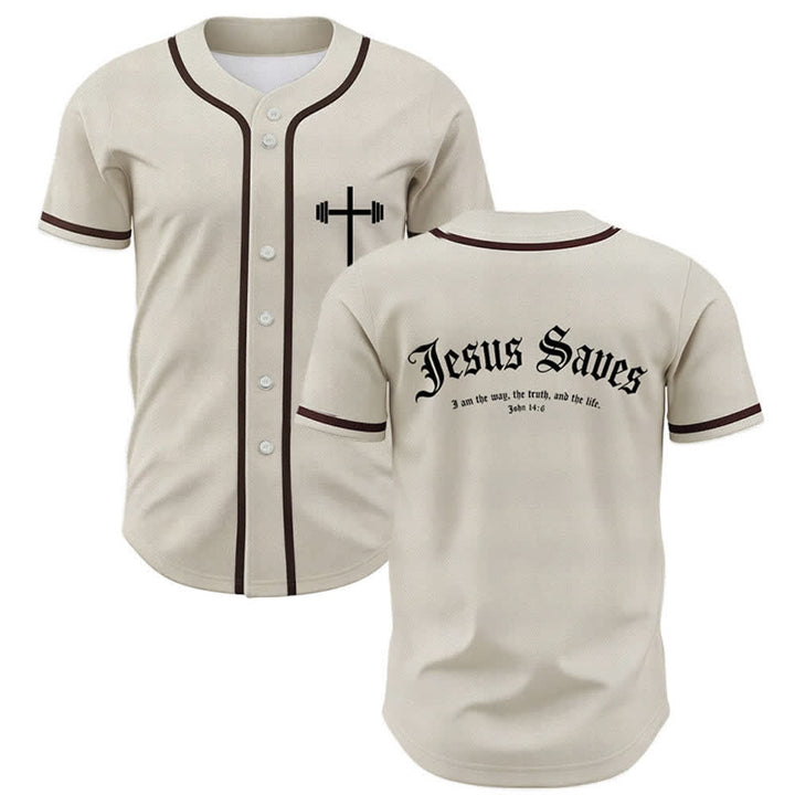 Christianartworkshop Jesus Saves Gothic Mesh Street Baseball Jersey - Beige - 5XL - image 28