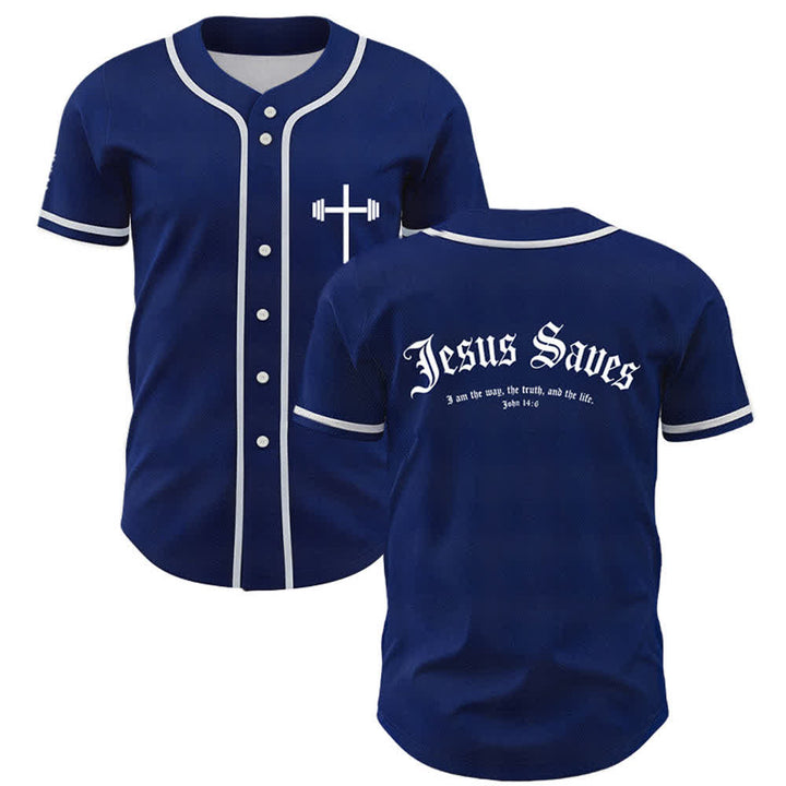 Christianartworkshop Jesus Saves Gothic Mesh Street Baseball Jersey - Navy - 5XL - image 35