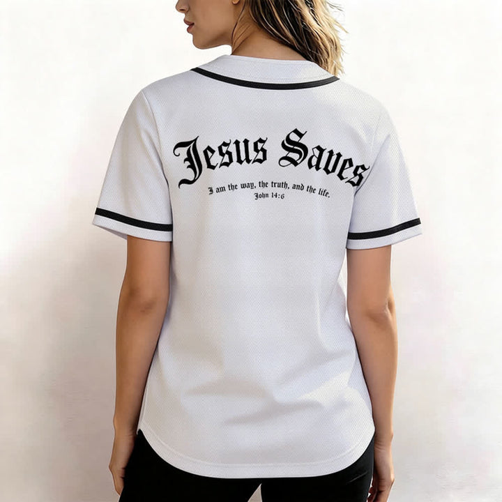 Christianartworkshop Jesus Saves Gothic Mesh Street Baseball Jersey - image 6