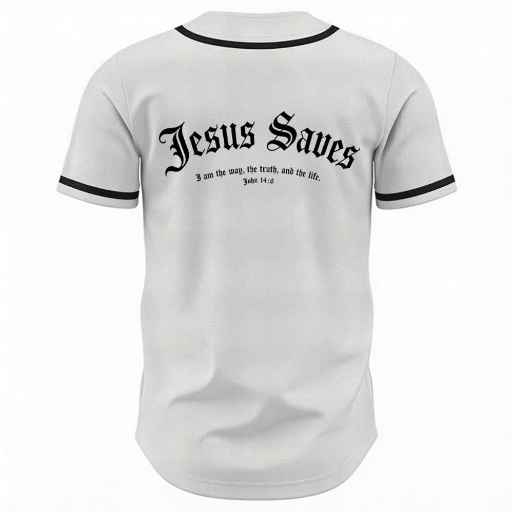 Christianartworkshop Jesus Saves Gothic Mesh Street Baseball Jersey - image 1