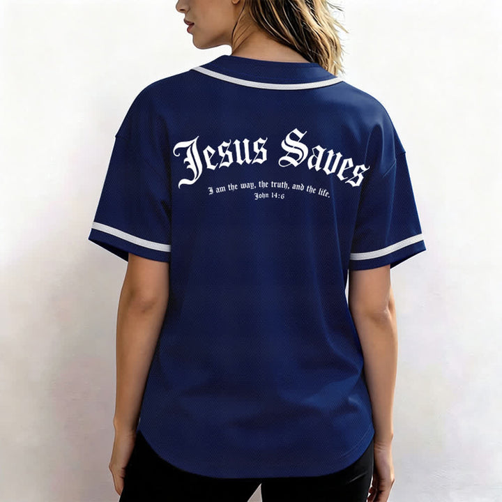 Christianartworkshop Jesus Saves Gothic Mesh Street Baseball Jersey - image 38