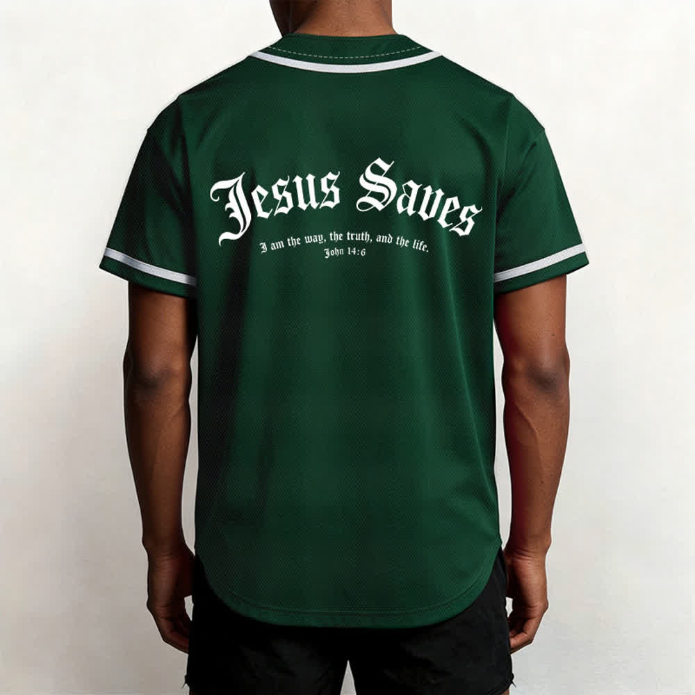 Christianartworkshop Jesus Saves Gothic Mesh Street Baseball Jersey - image 26