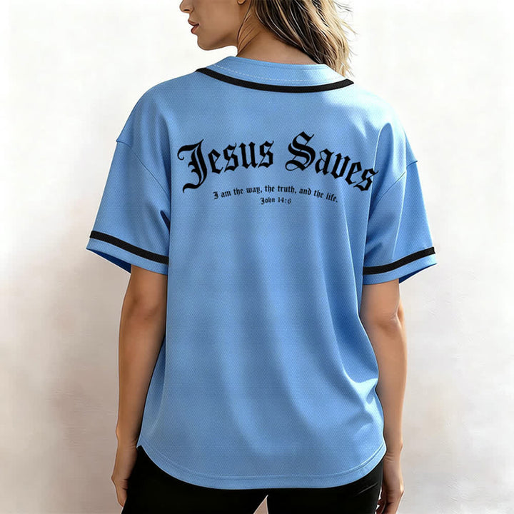 Christianartworkshop Jesus Saves Gothic Mesh Street Baseball Jersey - image 54