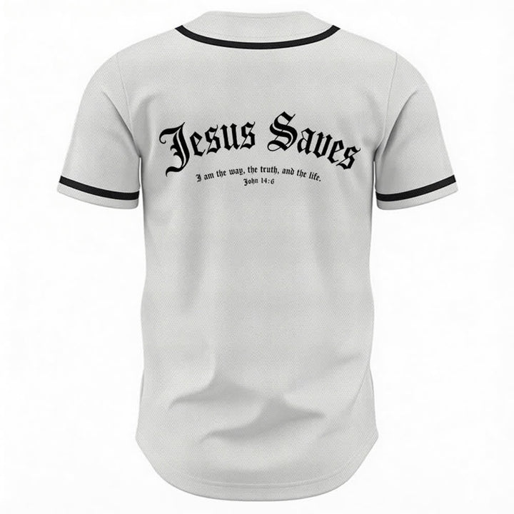 Christianartworkshop Jesus Saves Gothic Street Baseball Jersey - image 1