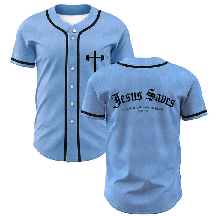 Christianartworkshop Jesus Saves Gothic Mesh Street Baseball Jersey - Blue - 5XL - image 49