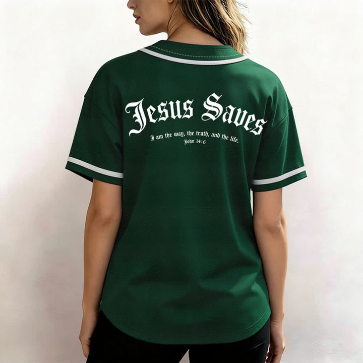 Christianartworkshop Jesus Saves Gothic Mesh Street Baseball Jersey - image 24