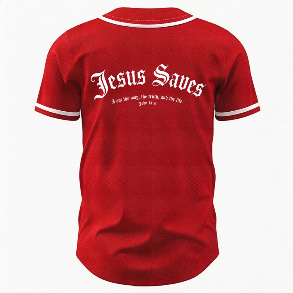 Christianartworkshop Jesus Saves Gothic Mesh Street Baseball Jersey - image 43