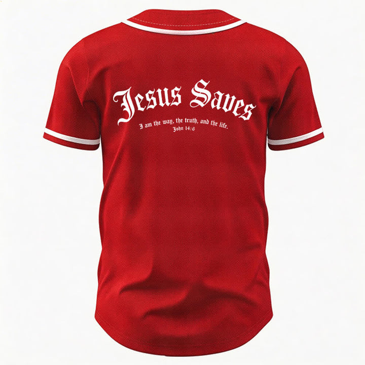 Christianartworkshop Jesus Saves Gothic Mesh Street Baseball Jersey - image 43