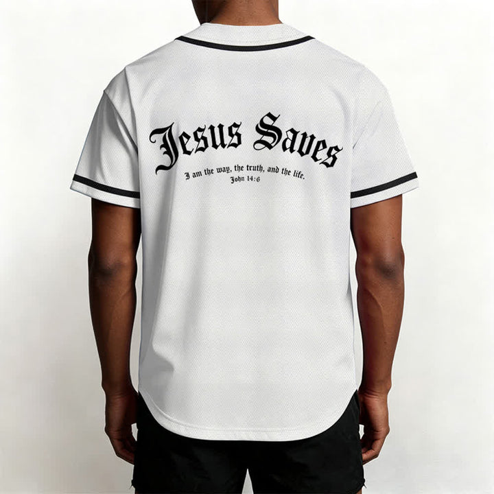 Christianartworkshop Jesus Saves Gothic Mesh Street Baseball Jersey - image 3