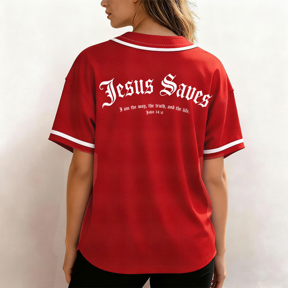 Christianartworkshop Jesus Saves Gothic Mesh Street Baseball Jersey - image 45