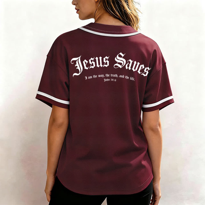 Christianartworkshop Jesus Saves Gothic Mesh Street Baseball Jersey - image 17