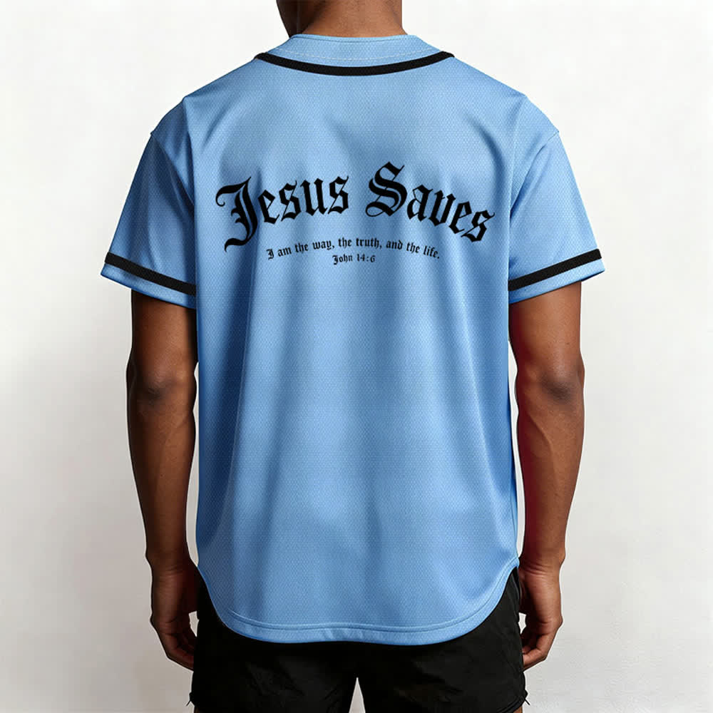 Christianartworkshop Jesus Saves Gothic Mesh Street Baseball Jersey - image 52