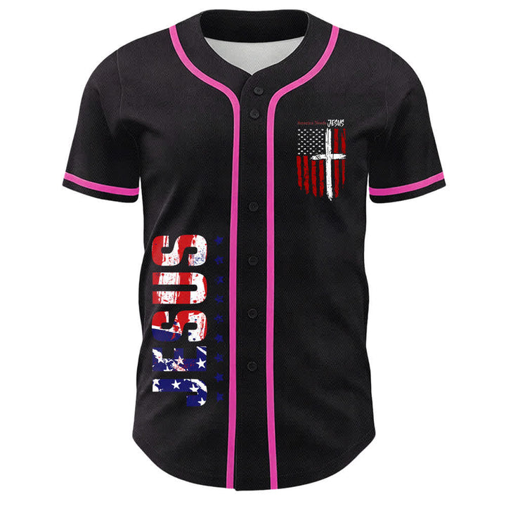Christianartworkshop America Needs Jesus Distressed Flag Button Up Baseball Jersey - image 51