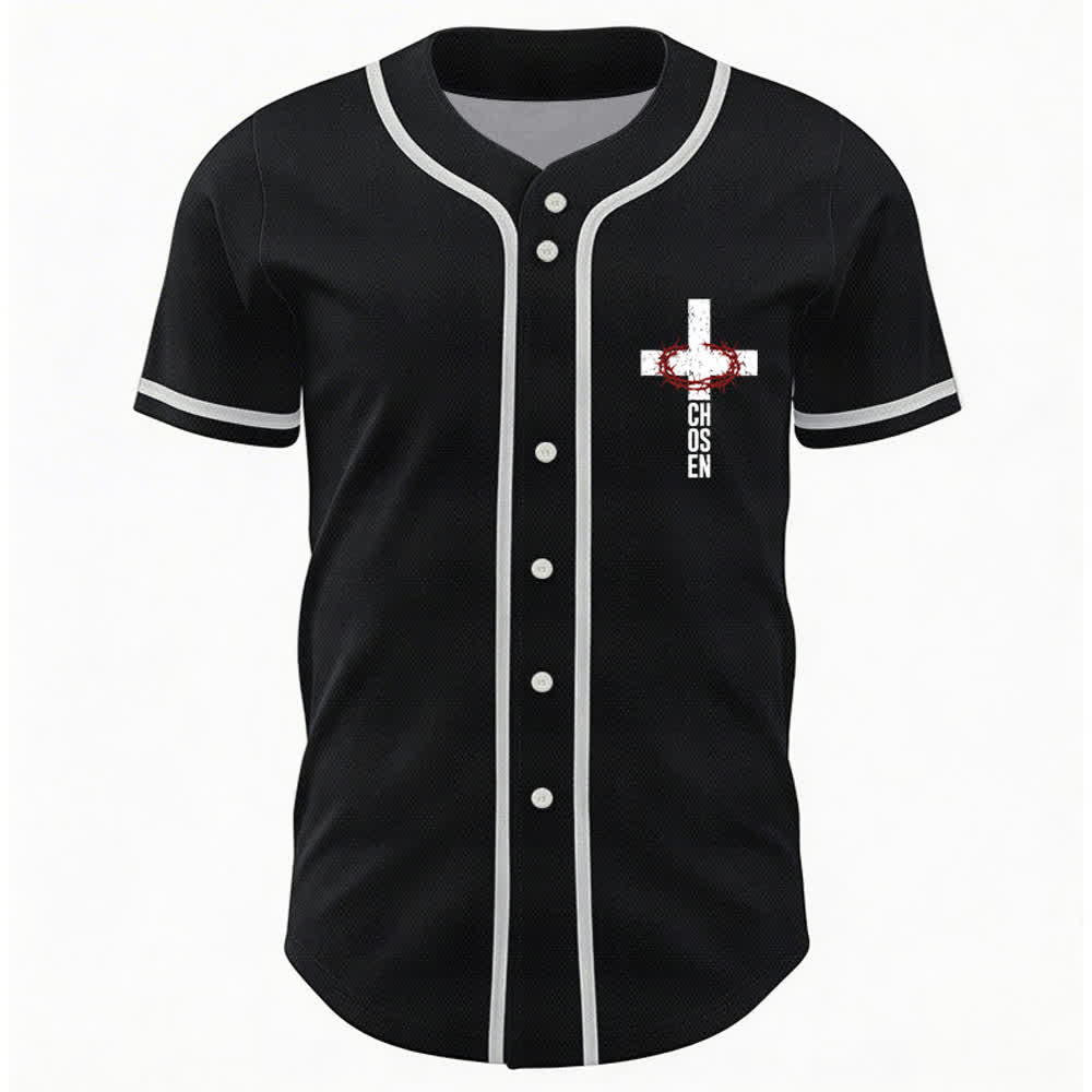 Christianartworkshop Jesus Cross Mesh Button Up Baseball Jersey - image 2