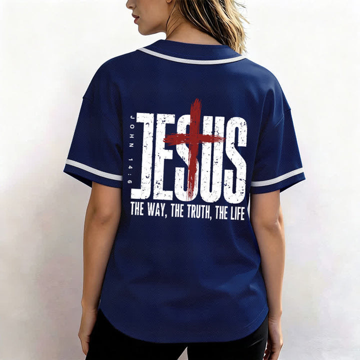 Christianartworkshop Jesus THE WAY THE TRUTH THE LIFE Button Up Baseball Jersey - image 38