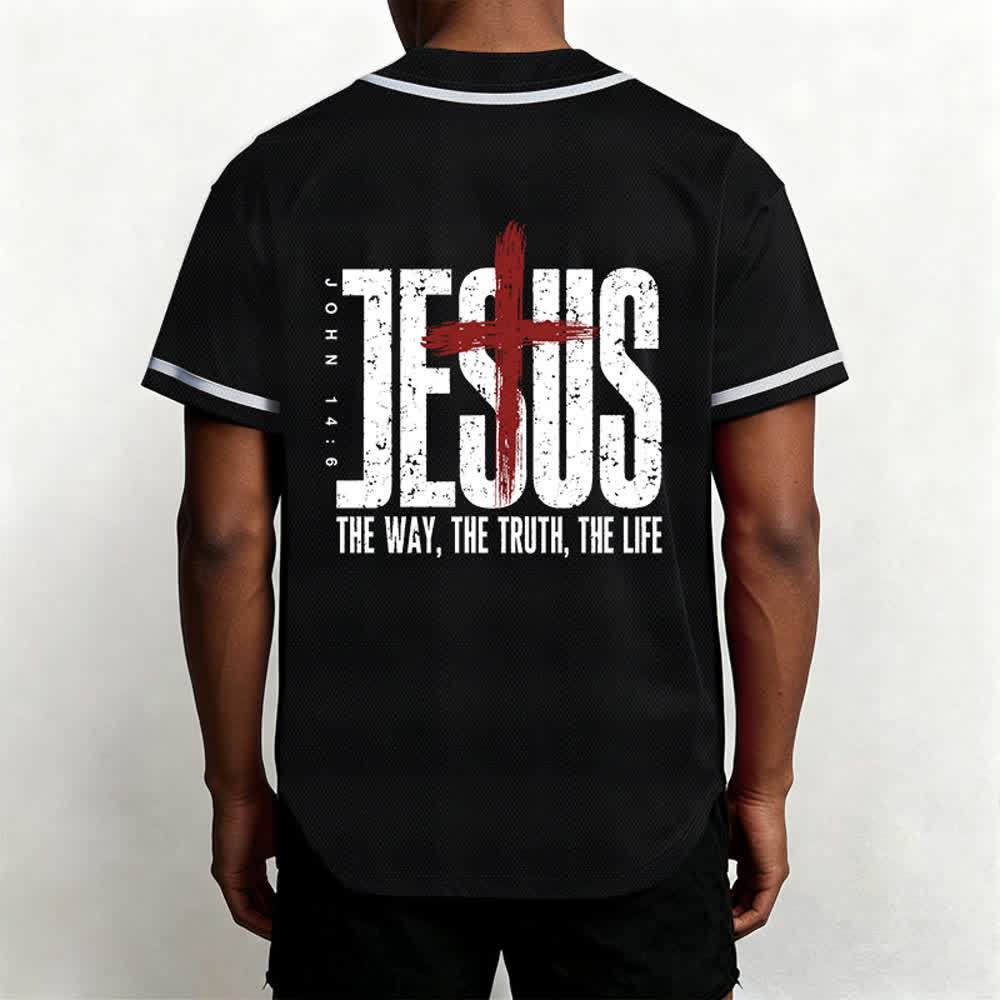 Christianartworkshop Jesus Cross Mesh Button Up Baseball Jersey - image 5