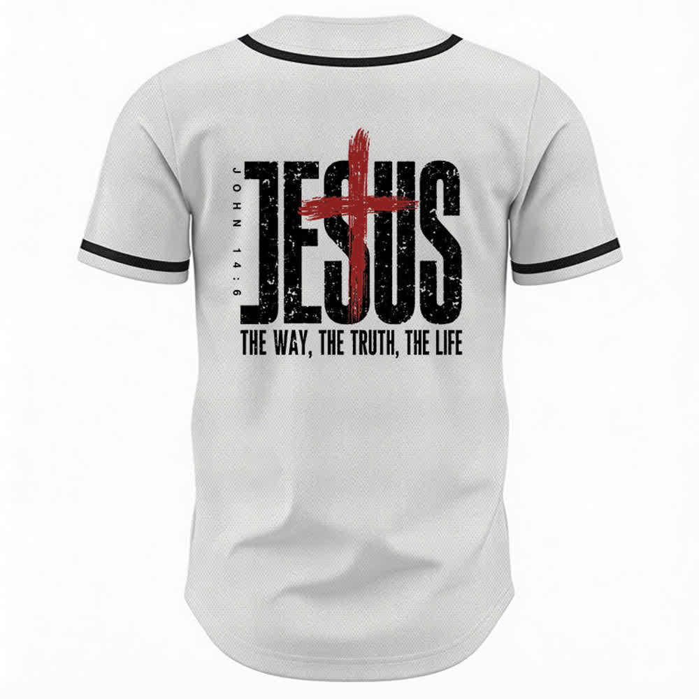 Christianartworkshop Jesus Cross Mesh Button Up Baseball Jersey - image 8