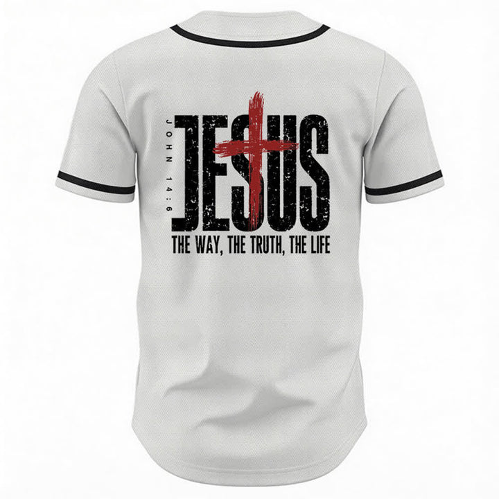 Christianartworkshop Jesus Cross Mesh Button Up Baseball Jersey - image 8