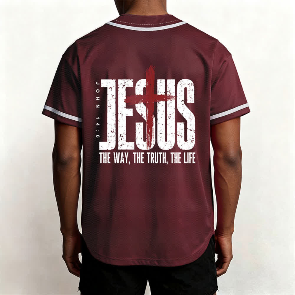 Christianartworkshop Jesus Cross Mesh Button Up Baseball Jersey - image 19