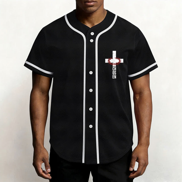Christianartworkshop Jesus Cross Mesh Button Up Baseball Jersey - image 6