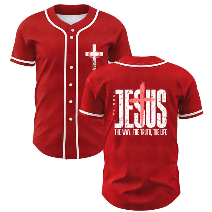 Christianartworkshop Jesus Cross Mesh Button Up Baseball Jersey - image 42