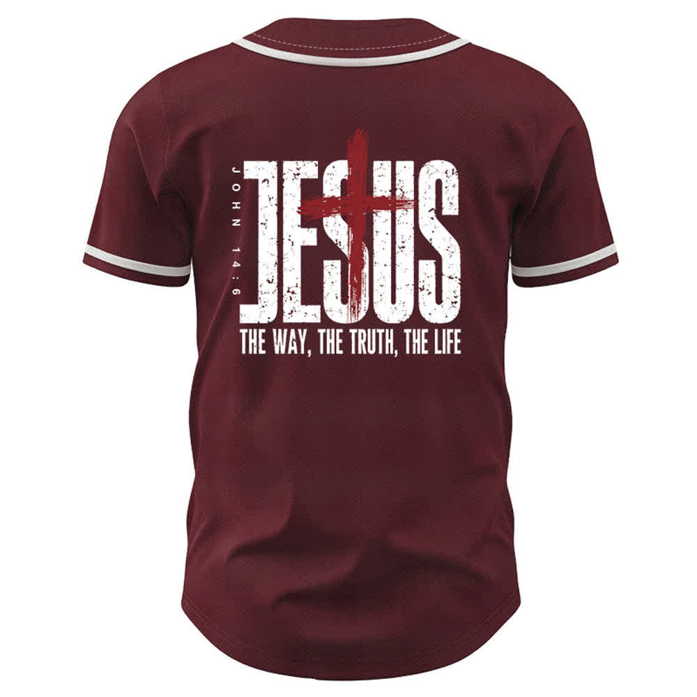 Christianartworkshop Jesus Cross Mesh Button Up Baseball Jersey - image 15