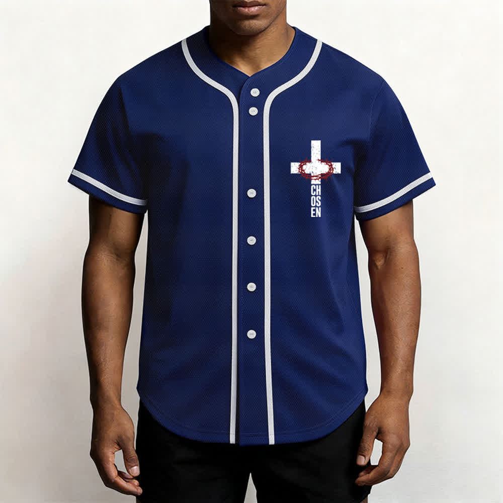 Christianartworkshop Jesus Cross Mesh Button Up Baseball Jersey - image 41