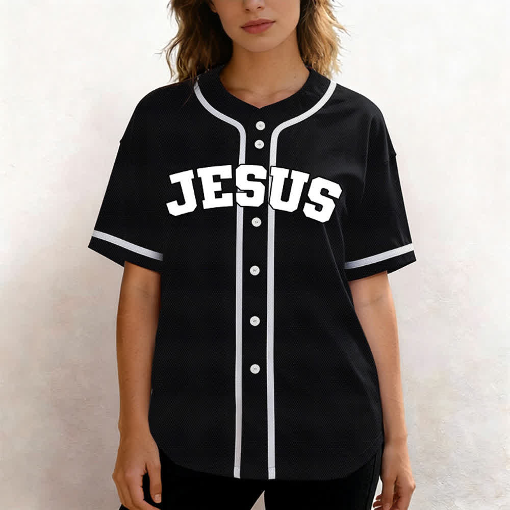 Christianartworkshop Rooted In Christ Black Button Up Baseball Jersey - image 4