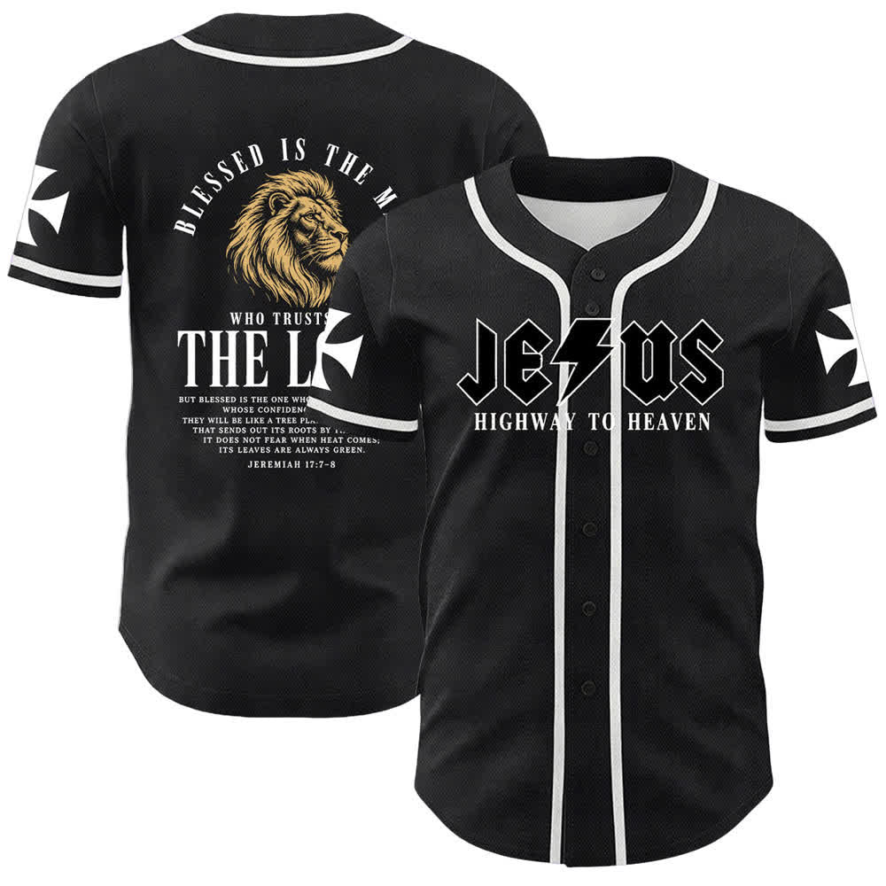 Christianartworkshop Jesus Highway To Heaven Jeremiah 17:7-8 Baseball Jersey - White - 5XL - image 7