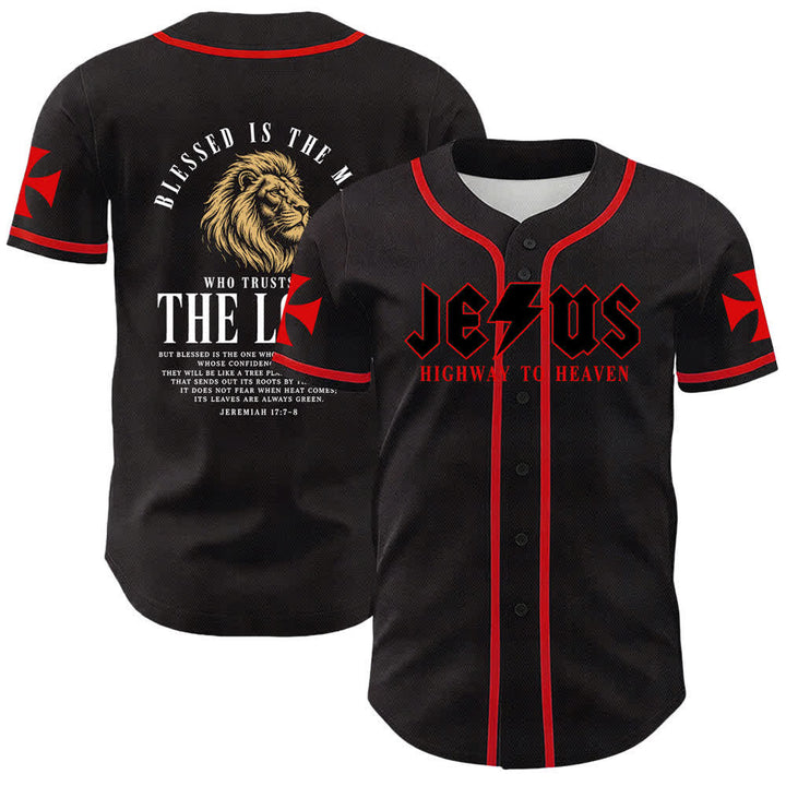 Christianartworkshop Jesus Highway To Heaven Jeremiah 17:7-8 Baseball Jersey - Red - 5XL - image 14