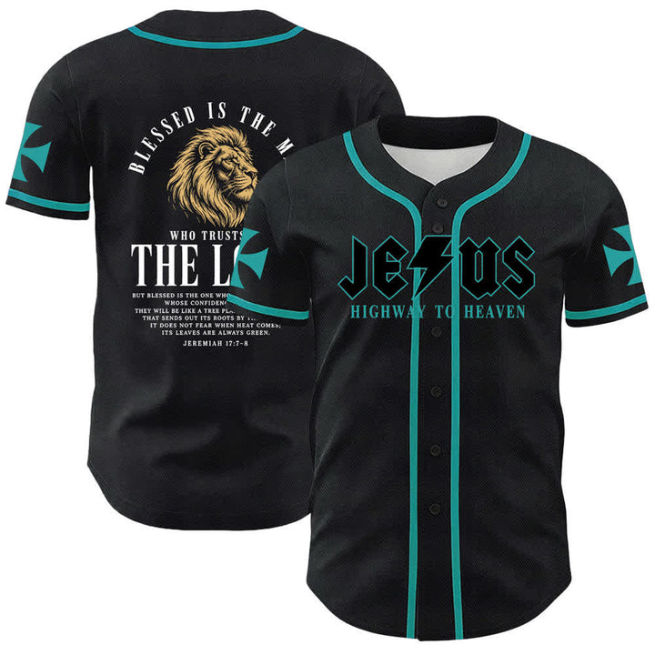 Christianartworkshop Jesus Highway To Heaven Jeremiah 17:7-8 Baseball Jersey - Lake Blue - 5XL - image 28