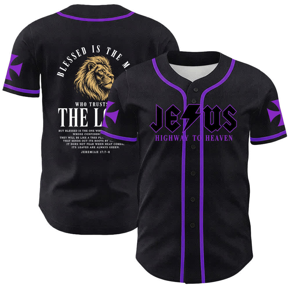 Christianartworkshop Jesus Highway To Heaven Jeremiah 17:7-8 Baseball Jersey - Purple - 5XL - image 49