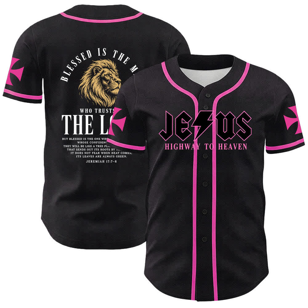 Christianartworkshop Jesus Highway To Heaven Jeremiah 17:7-8 Baseball Jersey - Pink - 5XL - image 21