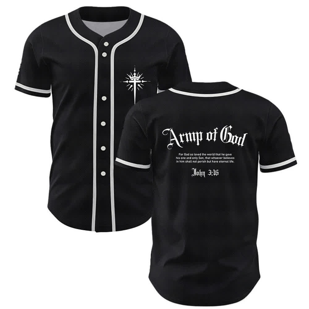 Christianartworkshop Army Of God Mesh Streetwear Baseball Jersey - Black - 5XL - image 7