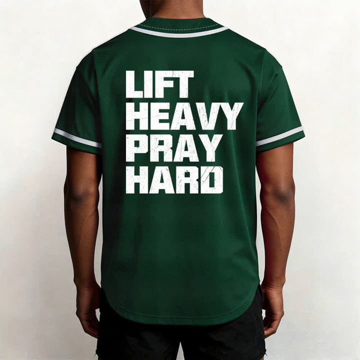 Christianartworkshop Lift Heavy Pray Hard Navy Baseball Jersey - image 19