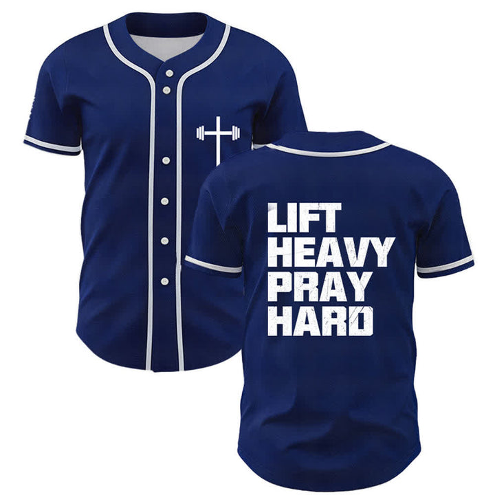 Christianartworkshop Lift Heavy Pray Hard Navy Baseball Jersey - Navy - 5XL - image 0