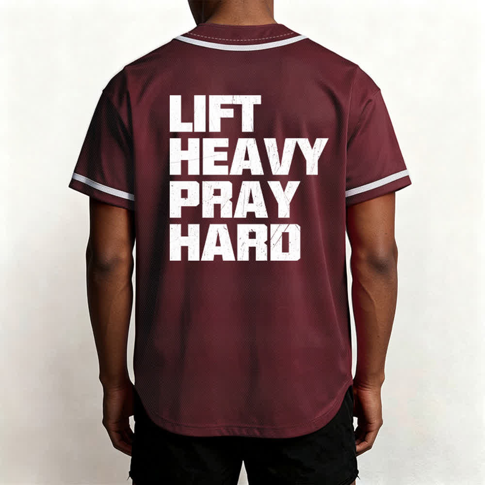 Christianartworkshop Lift Heavy Pray Hard Navy Baseball Jersey - image 26