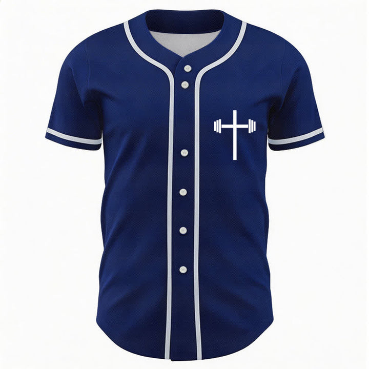 Christianartworkshop Lift Heavy Pray Hard Navy Baseball Jersey - image 2