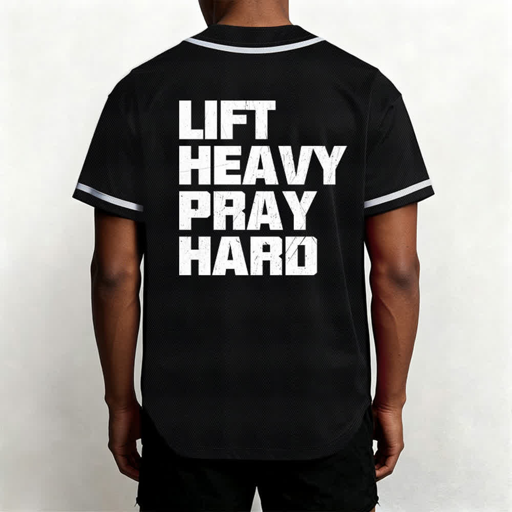 Christianartworkshop Lift Heavy Pray Hard Navy Baseball Jersey - image 33