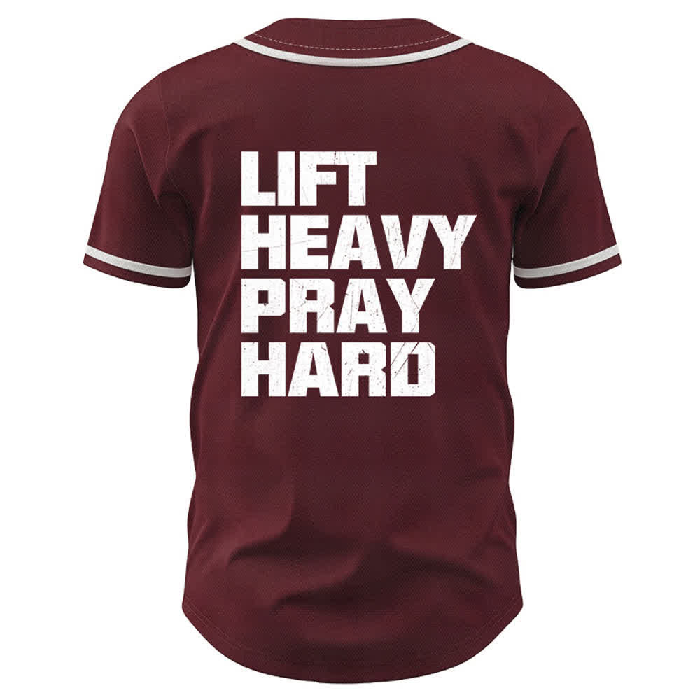 Christianartworkshop Lift Heavy Pray Hard Navy Baseball Jersey - image 22